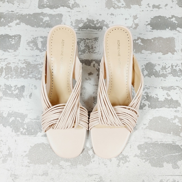 NEW Adrienne Vittadini Annalee Cream Summer Slip On Block Heel Sandals A647 - Picture 11 of 12